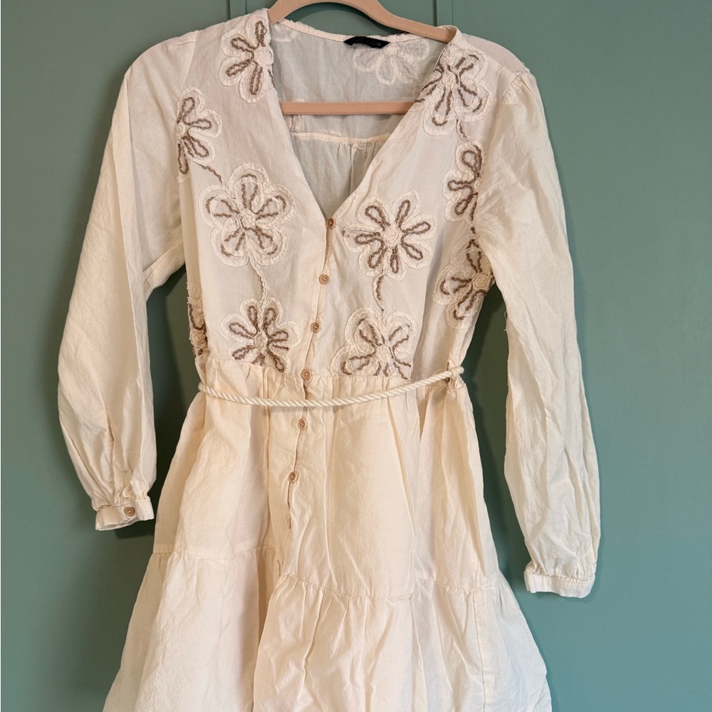 Zara embroidered textured dress Large